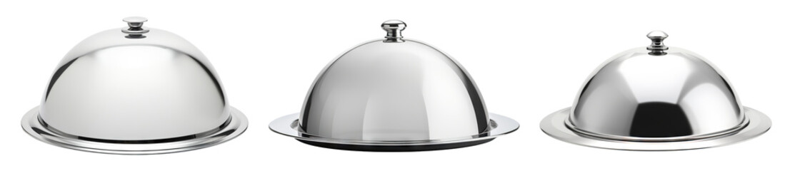 Obraz premium Set of shiny silver cloches, cut out