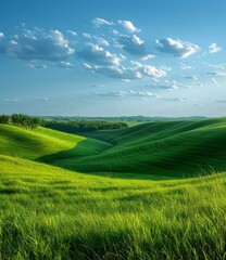 idyllic green rolling hills