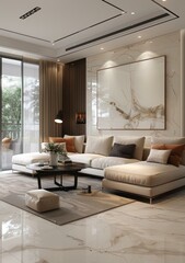 Fototapeta premium Bright and Airy Modern Living Room Design