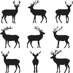 set of deer silhouettes