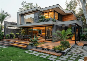Modern House Exterior Design with Natural Elements
