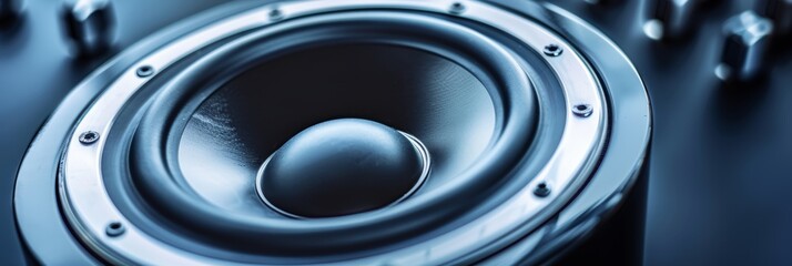 Enormous speakers projecting powerful dynamics and intense volume, emphasizing loud sound concept