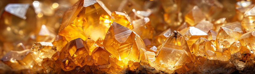 Vibrant, sharp-edged amber crystals densely packed, sparkling with an internal fire and richness