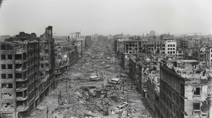 Post-war devastation in a large city