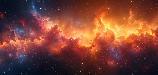 Naklejka premium Beautiful orange space background. Sci-fi cosmic wallpaper.