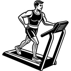 athlete on a treadmill vector silhouette 
