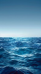 Fototapeta premium Deep blue ocean surface with gentle waves under clear sky