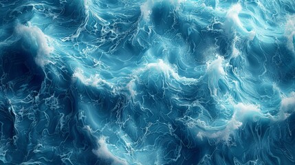 Obraz premium Deep blue ocean surface with white sea foam