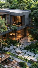 Courtyard house with natural elements