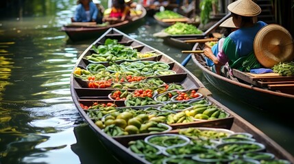 Obraz premium A floating market in Thailand