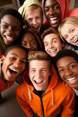 Obraz premium A group of happy and diverse teenagers
