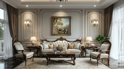 European style living room interior design