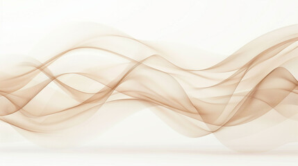 Soft beige abstract wave design, starkly isolated on a white background, high-resolution.