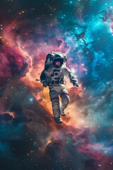 Astronaut in Colorful Nebula