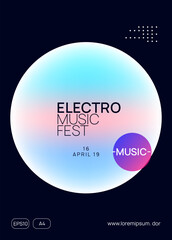House Event. Gradient Pattern For Invitation Template. Club And Nightlife Vector. Wave Glitch For Cover. Wavy Sound Party. Pink And Blue House Event