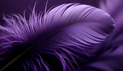 Close up of an purple feather background texture illustration. AI Generated