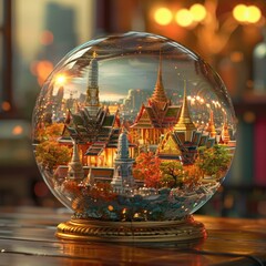 Bangkok Skyline Shrunken within a Crystal Glass A Compact Metropolis of Thai Wonders