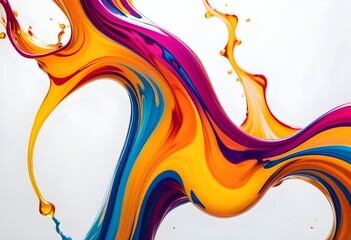 Vibrant Color Splash - Abstract Fluid Art with Swirling and Flowing Multicolored Paint Creating a...