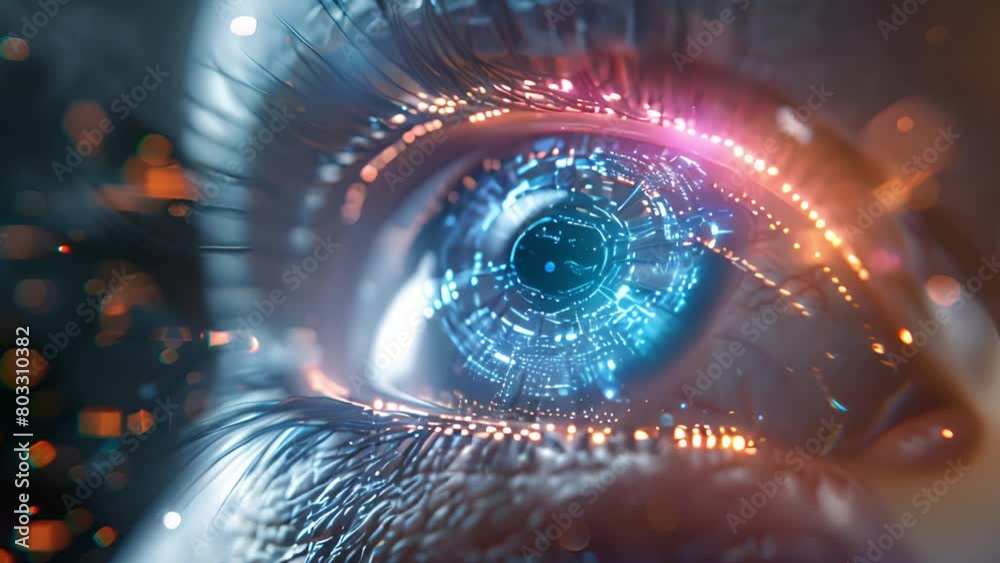 Poster A macro shot of an eye with a cybernetic augmentation effect.