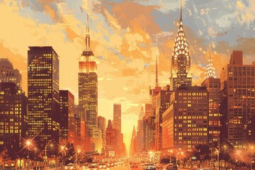 New York Cityscape Illustration