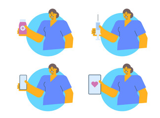 Nurse vector icons set part three