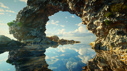 a rock formation in the beach - Powered by Adobe