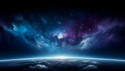Cosmic Canvas: A Night Sky Painted in Deep Blues and Purples