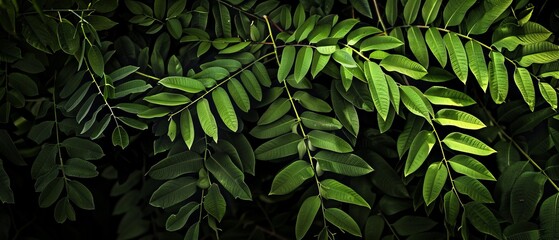 Nature leaves, green tropical forest, background illustration concept