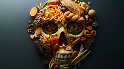 Fast Food Skull: A Sinister Symphony of Junk Food
