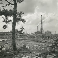 Post-war ruins of the city of Hiroshima, Japan, 1945