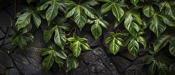 Lush Botanical Cascade: Captivating Philodendron burle-marxii Leaves for Nature-Themed Designs

