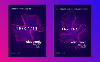 Sound Background. Electronic Radio Invitation. Pink Party Poster. Night Club Set. Violet Edm Magazine. Dj Electro Graphic. Trance Vector. Green Sound Background