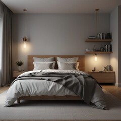 3d render Nordic style bedroom