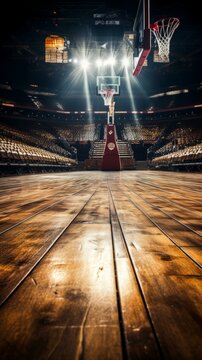 Basketball court with a single hoop