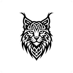lynx, bob cat silhouette in animal celtic knot, irish, nordic illustration