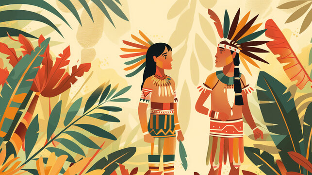 indigenous people native tribes themed illustration