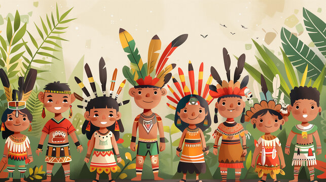 indigenous people native tribes themed illustration