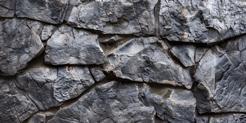 Rough dark grey slate stone wall texture background