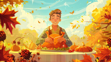 person in the park thanksgiving illustration