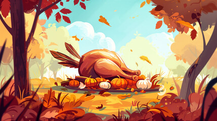 autumn forest thanksgiving illustration