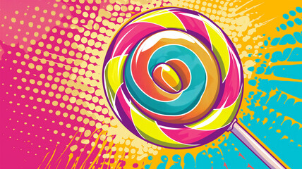 Pop art lollipop. Colorful background in pop art retro comic style. Summer concept.
