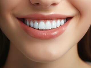 Fototapeta premium Close-up portrait of woman with beautiful white teeth smiling