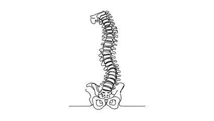 continuous line drawing of a human spine