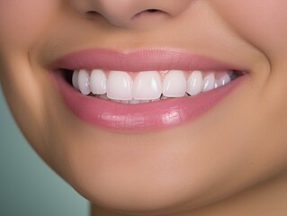 Obraz premium Close-up portrait of woman with beautiful white teeth smiling