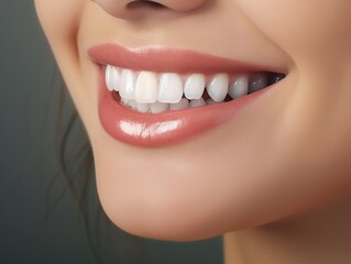 Fototapeta premium Close-up portrait of woman with beautiful white teeth smiling