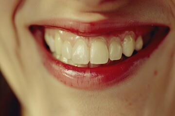 Close-up portrait of woman with beautiful white teeth smiling