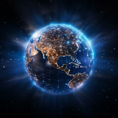 Digital Illustration of Earth's Glowing Network