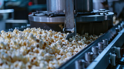 Production of popcorn at the factory.