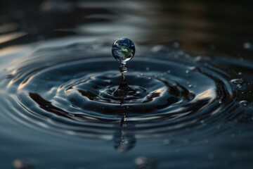 Planet earth inside a drop of water