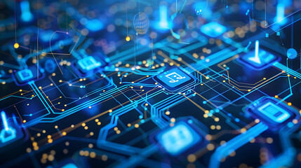 Colorful Technological Background With Neon Effect, Technological Background With Glowing Effect